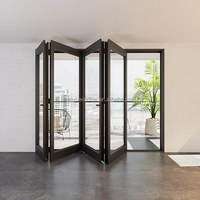 Porte accordéon en aluminium à rupture de pont thermique, double vitrage trempé, porte coulissante pliante extérieure, porte patio pliante