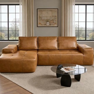 Модульный угловой диван <span class=keywords><strong>M</strong></span> Deep Seat L-образной формы, коричневый, из искусственной кожи, секционный диван Cloud, бескаркасные диваны для гостиной - Product Image 1