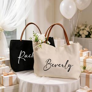 Bolsa de Mano para Damas de Honor con Nombre, Bolsa de Playa de Lona Personalizada, Bolsas de Regalo de Bienvenida para Bodas para Mujeres e Invitados - Product Image 3