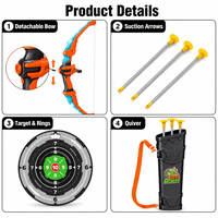 Ensemble d'arc et de flèches lumineux LED, kit de tir à l'arc avec flèches à ventouse, grande cible, carquois détachable, jeu de tir pour enfants, cadeau