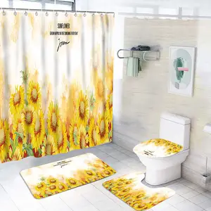 4 टुकड़ा स्नान गलीचा microfiber बाथरूम चटाई पर्दे के स्नान के साथ सेट गर्म बिक्री