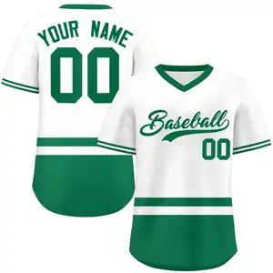 Toptan özel V boyun adı marka yüceltilmiş takım forması beyzbol softbol gömlek erkekler için boş Unisex, boş beyzbol forması