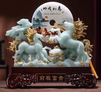Figurine décorative Feng Shui en résine peinte à la main, style chinois, motif cheval, cadeau de vacances pour salon ou télévision