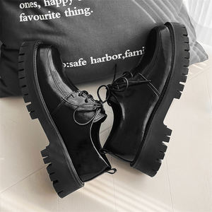 Chaussures habillées pour homme de style britannique à semelle épaisse, à lacets robustes, en cuir brillant, pour le bureau - Product Image 4