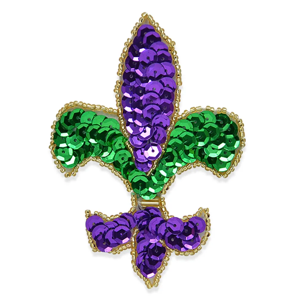 Écusson de broderie à paillettes avec logo personnalisé Boy Scout Écusson à paillettes avec appliques de fleurs nationales françaises Mardi Gras Fleur De Lis Écusson à paillettes