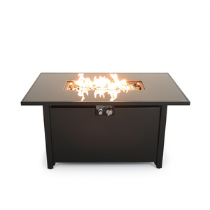 D0100H5HCWX Tavolo con Braciere da 43 Pollici in Metallo Nero, Design Moderno per Esterni a Propano - Product Image 1