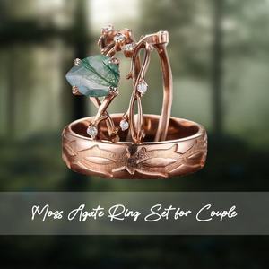 Vendita calda <span class=keywords><strong>gioielli</strong></span> 925 argento rosa placcato oro placcato acqua a forma <span class=keywords><strong>di</strong></span> goccia agata muschio coppia anello - Product Image 6