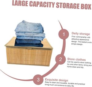 Hot Selling Foldable Storage <b>Hamper</b> Bamboo Laundry Basket with Removable Bamboo Lids - Product Image 2