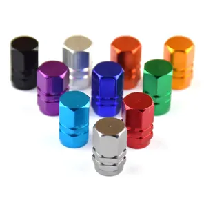 Atacado 4 pçs/set Alumínio Hex Válvula Hermético Pneu-Caps, 9 cores, 8V1 Rosca Universal Carros/Motocicleta/Bicicleta/Caminhão