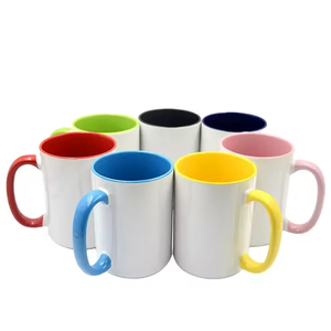 Mug blanc de sublimation 11 oz, poignée et bordure colorées de qualité supérieure, tasse en céramique de sublimation avec revêtement, logo personnalisé - Product Image 2