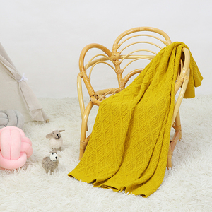 MIxiong prix usine haute qualité 100*80 cm bébé couverture tricotée couleur unie tissage confortable épais extérieur Wrap Swaddle couverture - Product Image 5