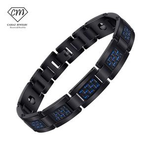 Bracelet magnétique en fibre <span class=keywords><strong>de</strong></span> carbone bleu énergie bracelet en fibre <span class=keywords><strong>de</strong></span> carbone en acier inoxydable bracelet d'énergie quantique pour <span class=keywords><strong>la</strong></span> <span class=keywords><strong>perte</strong></span> <span class=keywords><strong>de</strong></span> <span class=keywords><strong>poids</strong></span> - Product Image 1