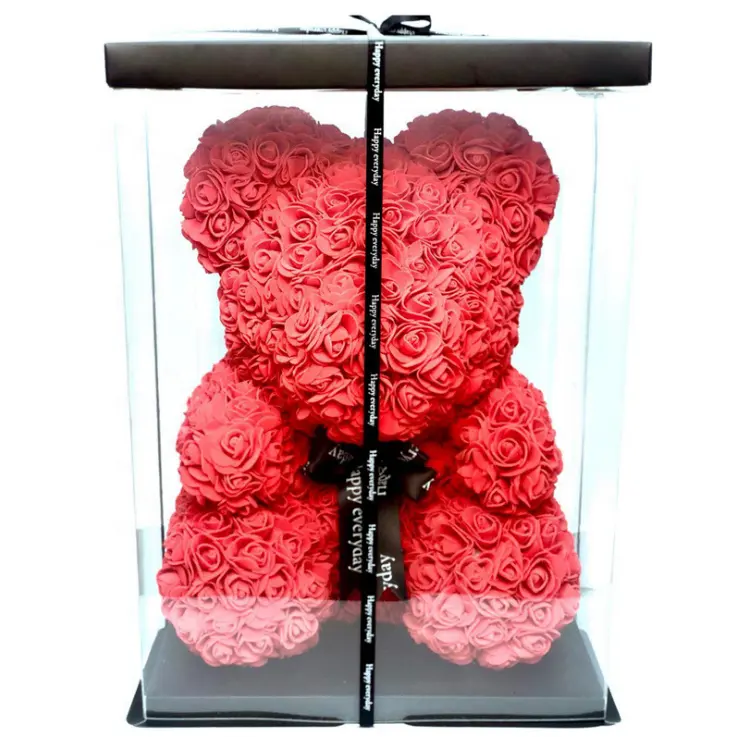 Valentinstag hohe Qualität für immer ewige Blume Teddy Rose Bär 40 cm mit Geschenk box