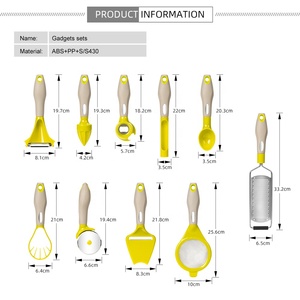 Biểu Tượng Tùy Chỉnh 10 Pcs Phụ Kiện Nhà Bếp Thép Không Gỉ ABS Xử Lý Tiện Ích Nhà Bếp Peeler Pho Mát Vắt Đồ Dùng Thiết Lập - Product Image 6