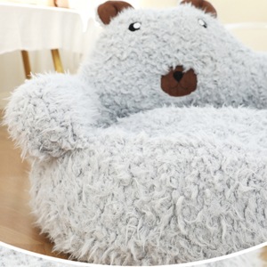 冬の新作可愛いアルパカペットベッドソファ、無地ベルベットフェイクファー繊維、滑り止め付き、犬猫用暖かいプラッシュベッド - Product Image 4