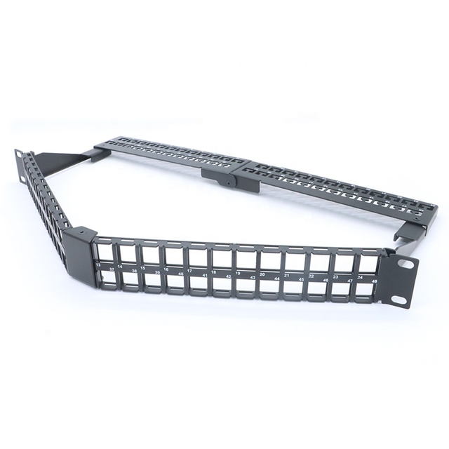 Blank 19 Inch 48 Port 1U Rj45 Angled Folding Patch Panel