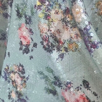 Tissu en maille polyester spandex de haute qualité avec broderie en dentelle et impression numérique 3D à paillettes, tissu à sequins de 5 mm pour vêtements élégants