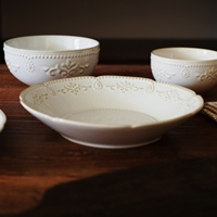 Assiette creuse en céramique gaufrée style Wabi-Sabi rétro, compatible micro-ondes, vaisselle haut de gamme pour la maison, bol à riz, assiette à poisson