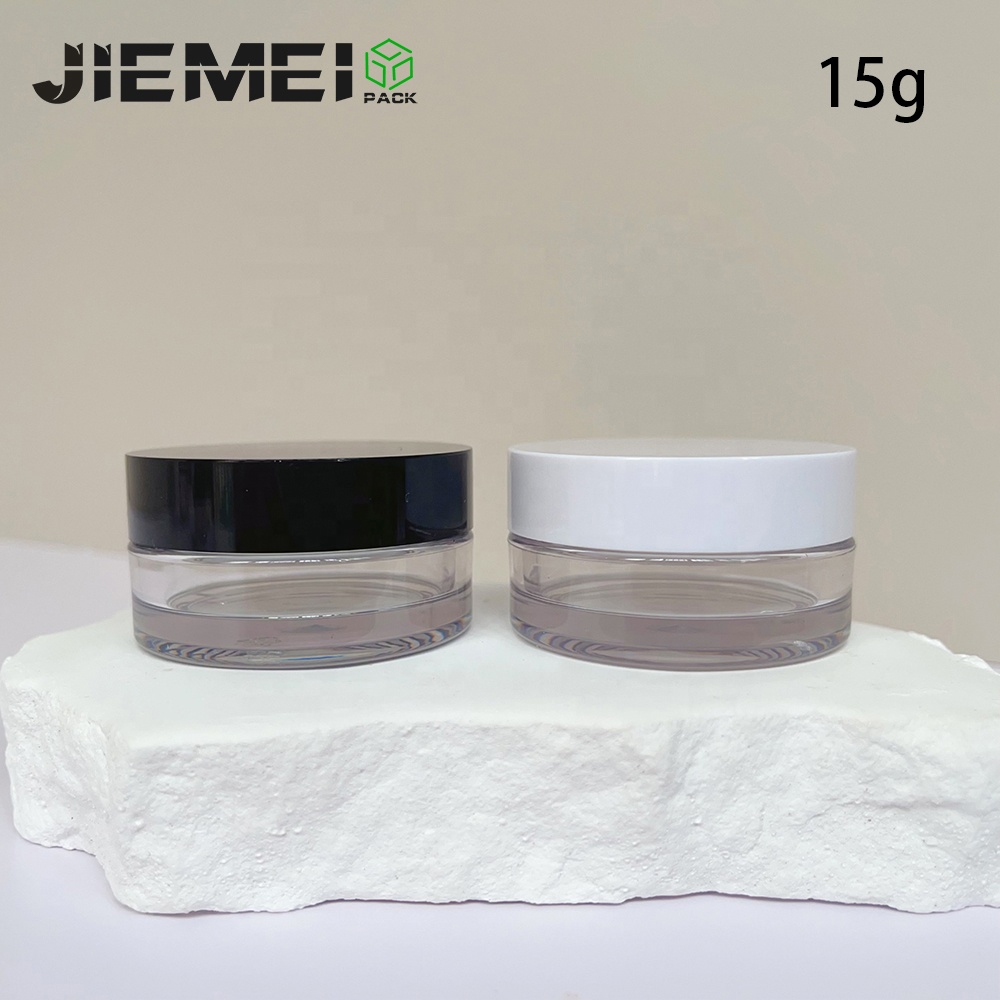 JIE MEI Stock 15g 30g 50g 80g 100g 120g 150g 200g 250g 300g Thick Wall PET Empty Face Cream Jar Custom Logo Body Scrub Container