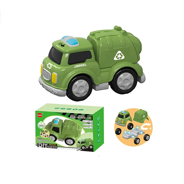 Vehículo de ingeniería magnética para niños, juego divertido, camión de basura educativo