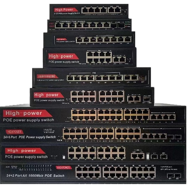 Oem 250m 300m PoE Switch 8 Ports RJ45 Ports 10/100/1000M +2*Gigabit Uplink Port for PTZ Camera