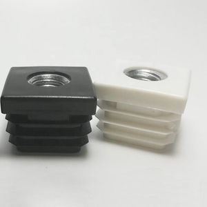 Square <b>Plastic</b> Tube Insert With Threaded Nut, Furniture Square Pipe Leveling Feet Plug, Made in China - Product Image 4