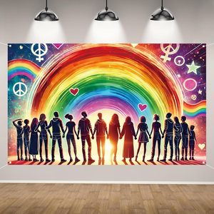Toile de fond « Love Is Love Pride » avec ballons arc-en-ciel, fond photographique pour le Mois de la fierté, bannière de fête Pride personnalisable - Product Image 5