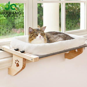 JQ Robusta Amaca per Gatti da Finestra con Cuscino e Copertura, Struttura in Legno per Gatti di Grandi Dimensioni - Product Image 1