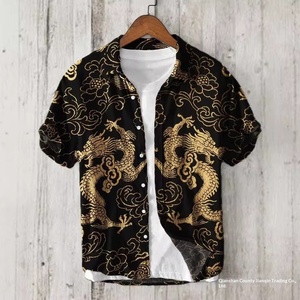 <span class=keywords><strong>Chemise</strong></span> Hawaïenne <span class=keywords><strong>Homme</strong></span> en Lin Respirant à Col Rabattu, Style <span class=keywords><strong>Luxe</strong></span> Léger, Imprimé Floral Estival, Manches Courtes, Tissée et Anti-Transpiration - Product Image 4