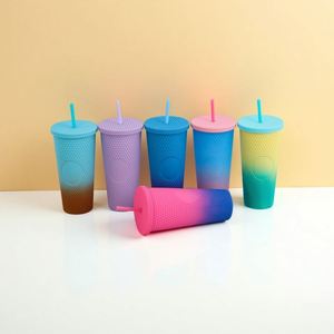 Wholesale Bulk Custom Tumbler <b>Cup</b> Logo Black Matte Boba Drink Tumblr Reusable 24oz Plastic <b>Cold</b> <b>Cups</b> Lid Straw Minimalist - Product Image 5