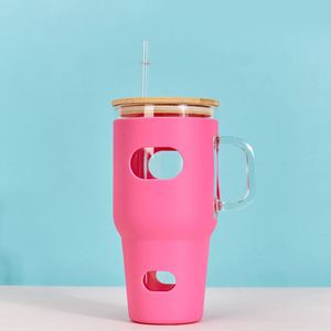Taza de Vidrio para Vehículo de 32 oz con Asa y Funda de Silicona para Café, Ideal para Viajes Diarios - Product Image 3