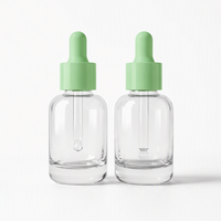 Flacon compte-gouttes en verre transparent à épaules rondes et fond épais, avec nouvelle pipette marquée pour échantillons d'essences, sérums cosmétiques