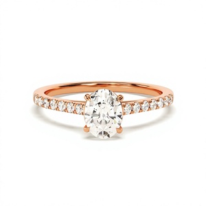<span class=keywords><strong>Bague</strong></span> en diamant de laboratoire ovale, <span class=keywords><strong>bague</strong></span> de fiançailles en <span class=keywords><strong>or</strong></span> 14 carats avec diamant de laboratoire ovale - Product Image 5