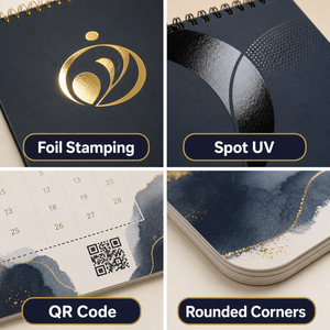 Calendrier mural personnalisé avec cadre photo, cadeau de bureau, reliure spirale ou agrafée, impression quotidienne et mensuelle, finition brillante - Product Image 6