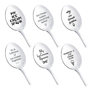 Personalized Stainless Steel Coffee Ice Cream Spoon Laser <b>Engraved</b> Logo for Christmas Wedding Gifts for Serving Ice Cream Tubs - Product Image 2