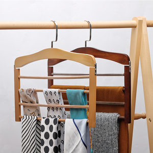 <strong>Solid</strong> Wood Pants <strong>Rack</strong> Multi-Layer Household Boutique Clothes Hanging Living Room Suitable Hangers Non Slip Wood Hanger for Hijab - Product Image 2