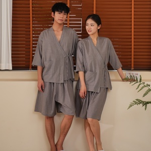 Peignoir <span class=keywords><strong>Kimono</strong></span> d'été pour <span class=keywords><strong>femme</strong></span> en 100% coton violet, pyjama uni, peignoir de bain vapeur Khan, <span class=keywords><strong>Yukata</strong></span> - Product Image 3