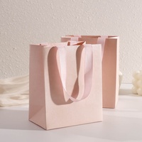 Boîte à bijoux en papier rose avec logo personnalisé, sac cadeau pour bijoux, emballage cadeau pour bijoux, boîte à collier, boîte à bagues, boîte à boucles d'oreilles