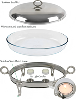 Matériel commercial : Ensemble chauffe-plats buffet 3 litres – Pots isothermes dorés et argentés en matériau de qualité alimentaire