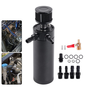 <b>Black</b> Extended Oil <b>Vent</b> Can With Air Filter And Drain Valve For Retrofit Upgrade 87-BK - Product Image 3