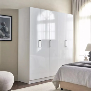 Armoire blanche moderne sur mesure, meuble de chambre à coucher, armoire de rangement personnalisée, portes à charnières en bois massif, résistantes à l'humidité - Product Image 1