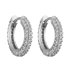 Pendientes de Aro de Circonita Cúbica Multicolor al por Mayor, Pendientes de Joyería de Latón Plateado Hipoalergénicos para Hombre - Product Image 6