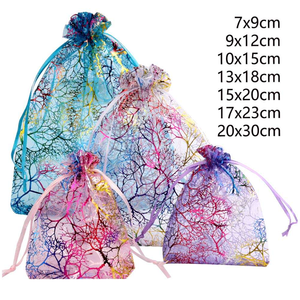 Sacs en organza <span class=keywords><strong>corail</strong></span> 100 pièces Marquage à chaud - <span class=keywords><strong>Pochette</strong></span> élégante à cordon pour bijoux Cadeau Sac à bonbons Favors de <span class=keywords><strong>mariage</strong></span> Emballage - Product Image 3