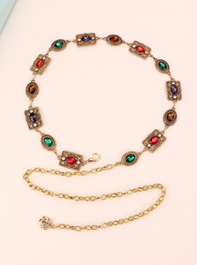 Chaîne de taille, accessoires de <span class=keywords><strong>robe</strong></span>, or, argent, tungstène, ovale, <span class=keywords><strong>ceinture</strong></span> en strass sculptée, design multi-boucles <span class=keywords><strong>pour</strong></span> femmes, assorti à tout - Product Image 6