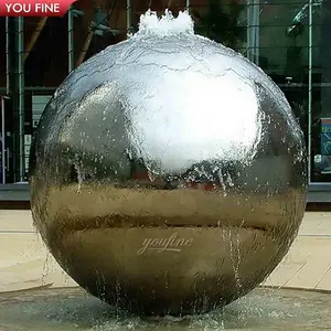 Bola de metal para jardim, esfera de fonte de aço inoxidável