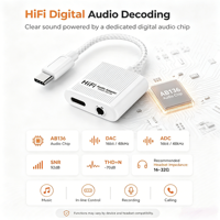 Adaptateur audio USB-C vers 3,5 mm portable 2-en-1 avec sortie de charge rapide PD 60W pour ordinateurs portables et tablettes, câble tressé en nylon