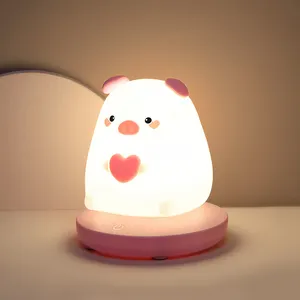 Niedliche schlafende Nacht lampe mit Touch Control Cartoon USB wiederauf lad bares Silikon Nachtlicht für Baby und Kinder