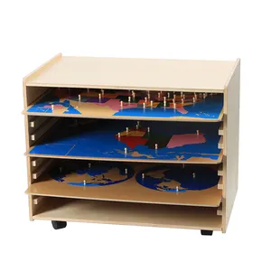 Preschool Kindergarten Educational Toys Kids wooden montessori materials educational toys hobbies Puzzles Maps with Cabinet