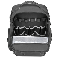 Sac à dos à outils grande capacité avec sangles élastiques et panneau en maille zippé pour techniciens, idéal pour les commandes en gros