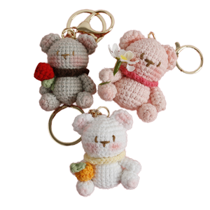 Pendentif Ours Rose Exquis <span class=keywords><strong>en</strong></span> Peluche Tricoté à la Main, <span class=keywords><strong>Mini</strong></span> Porte-clés <span class=keywords><strong>en</strong></span> Crochet, Petite Poupée Faite à la Main - Product Image 1